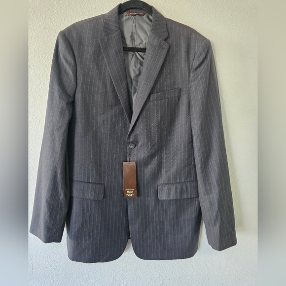 Perry Ellis Blazer Sports Coat Mens Sz 42 Striped Gray City Fit 2button New - Picture 2 of 16